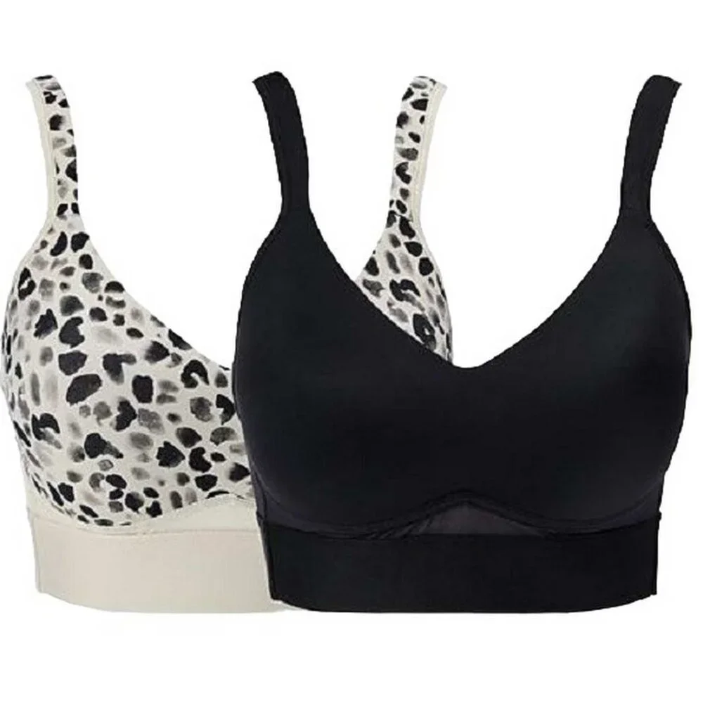 Rhonda Shear 2-pack Molded Cup Bra with Cross Back Mesh Detail NOT 4 SALE